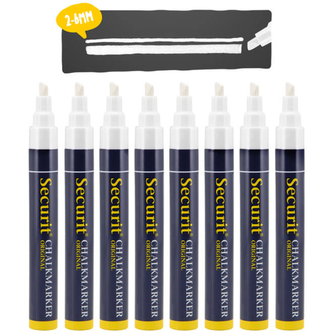 Krijtstift Securit SMA-510 schuin wit 2-6mm blister à 8st