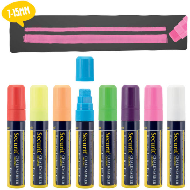 Krijtstift Securit SMA-720 blok ass 7-15mm blister à 8st