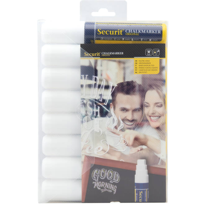 Krijtstift Securit SMA-720 blok wit 7-15mm blister à 8st