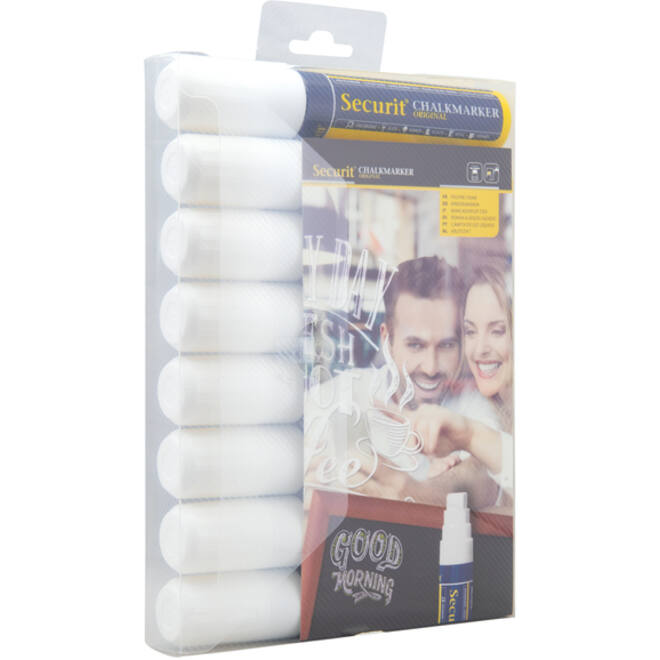 Krijtstift Securit SMA-720 blok wit 7-15mm blister à 8st