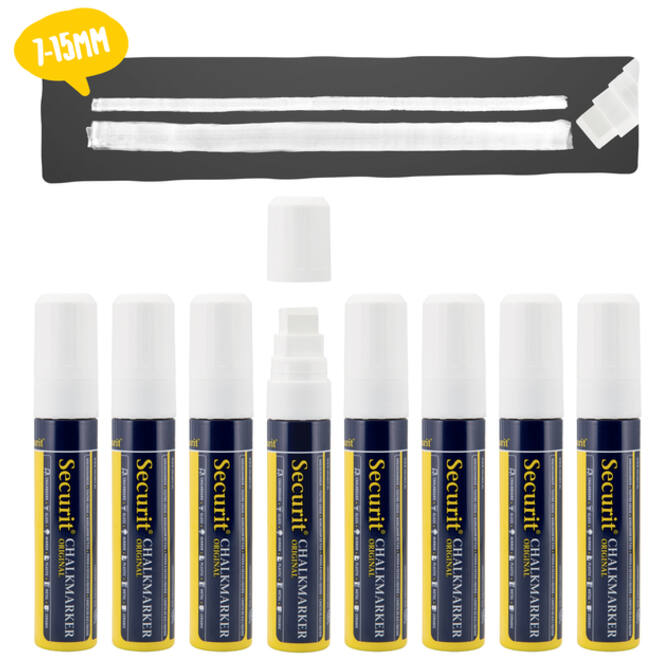Krijtstift Securit SMA-720 blok wit 7-15mm blister à 8st