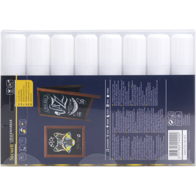 Krijtstift Securit SMA-720 blok wit 7-15mm blister à 8st