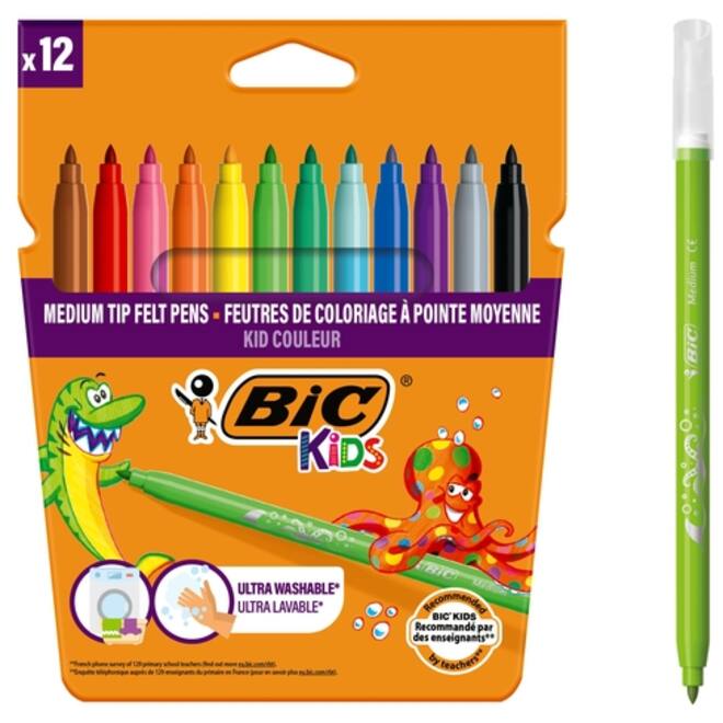 Kleurstiften BicKids kid couleur medium assorti etui à 12 stuks