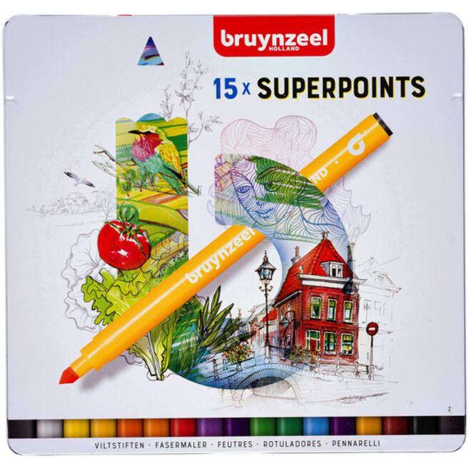 Viltstift Bruynzeel Expression super points blik à 15 stuks assorti