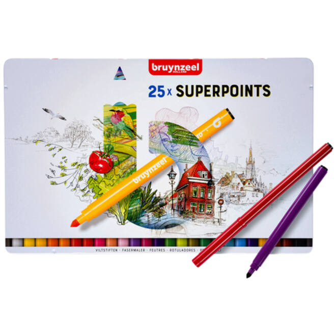 Viltstift Bruynzeel Expression super points blik à 25 stuks assorti