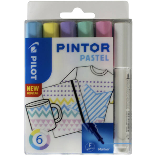 Verfstift Pilot Pintor pastel fijn assorti etui à 6 stuks