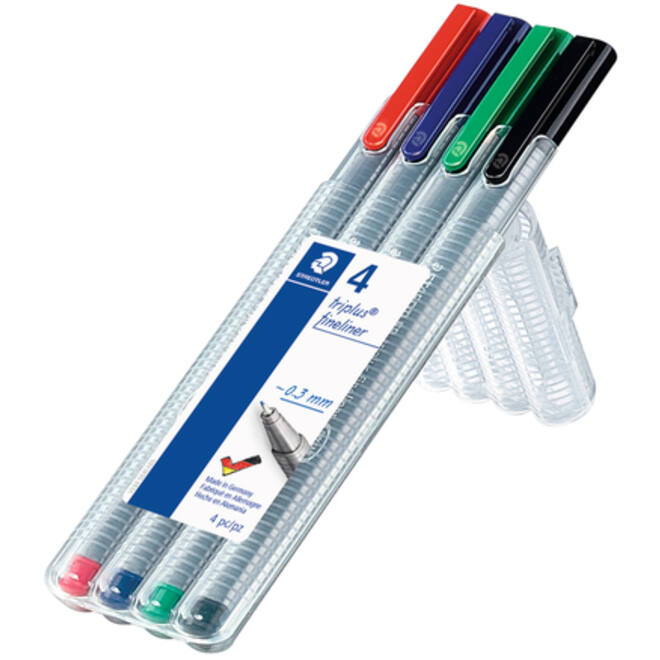 Fineliner Staedtler Triplus 334 assorti 0.3mm 4 stuks