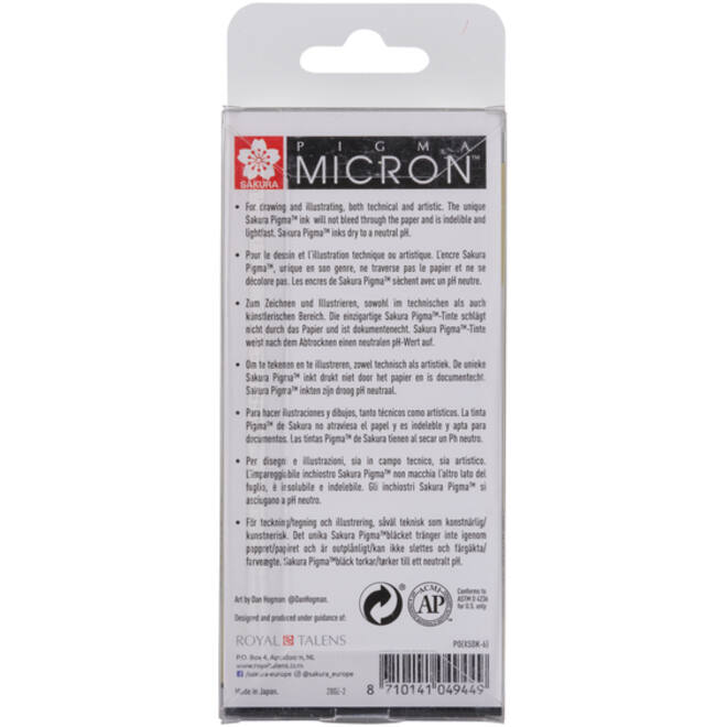Fineliner Sakura pigma micron set 6stuks zwart