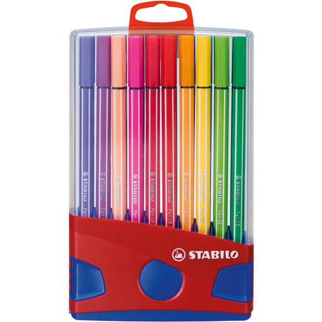 Viltstift STABILO Pen 68/20 ColorParade in rood/blauw etui M ass 20st