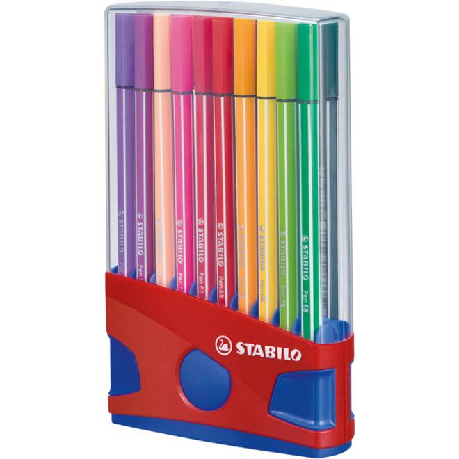 Viltstift STABILO Pen 68/20 ColorParade in rood/blauw etui M ass 20st