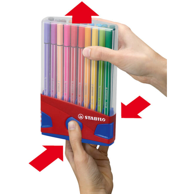 Viltstift STABILO Pen 68/20 ColorParade in rood/blauw etui M ass 20st