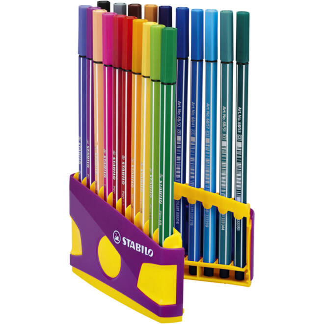Viltstift STABILO Pen 68/20 ColorParade in antr/roze etui M ass 20st