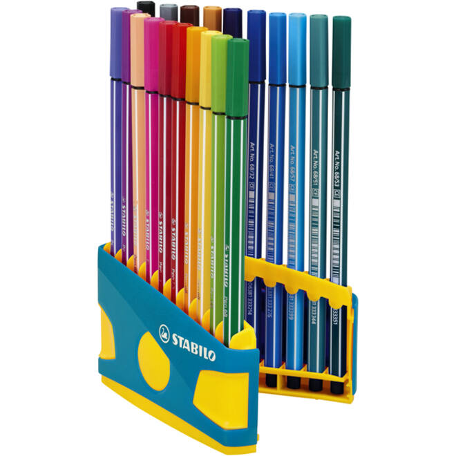 Viltstift STABILO Pen 68/20 ColorParade in antr/turq etui M ass 20st