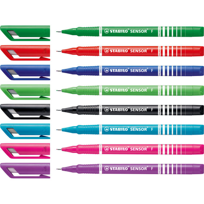 Fineliner STABILO Sensor 189/8 fijn assorti etui à 8 stuks