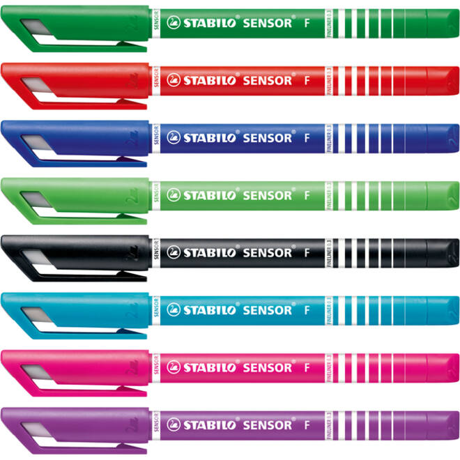 Fineliner STABILO Sensor 189/8 fijn assorti etui à 8 stuks