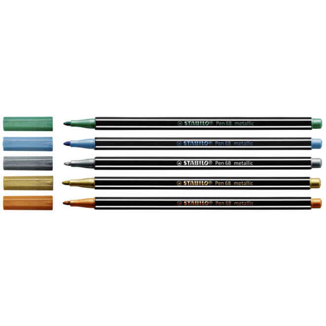 Viltstift STABILO Pen 68/805 medium metallic zilver