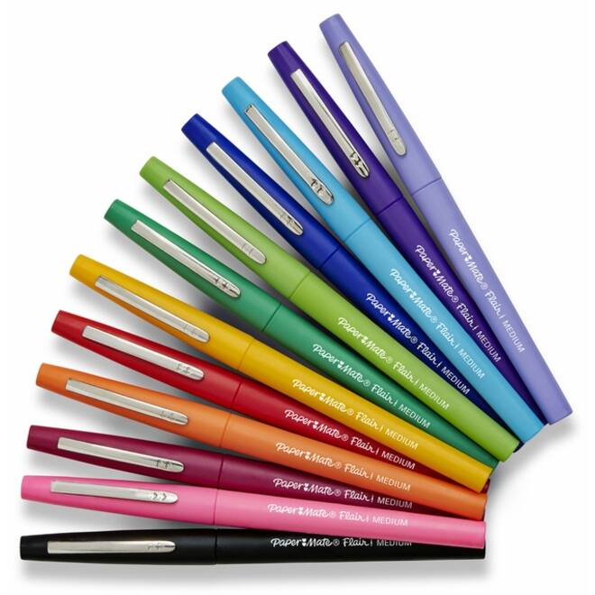 Fineliner Paper Mate Flair Original medium blauw valuepack à 36 stuks