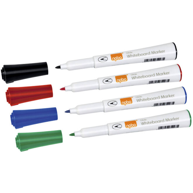 Viltstift Nobo whiteboard Glide rond assorti 1mm 4st