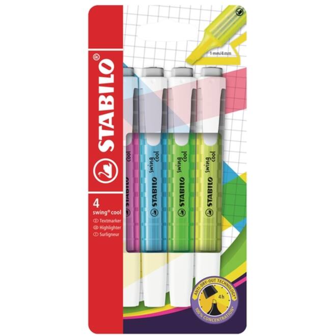 Markeerstift STABILO Swing cool 275/4 assorti etui à 4 stuks