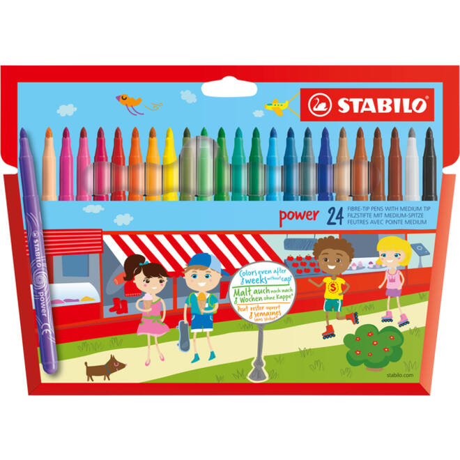Viltstift STABILO power 280/24 assorti etui à 24 stuks