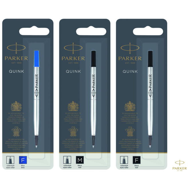 Rollerpenvulling Parker Quink medium blauw blister à 1 stuk