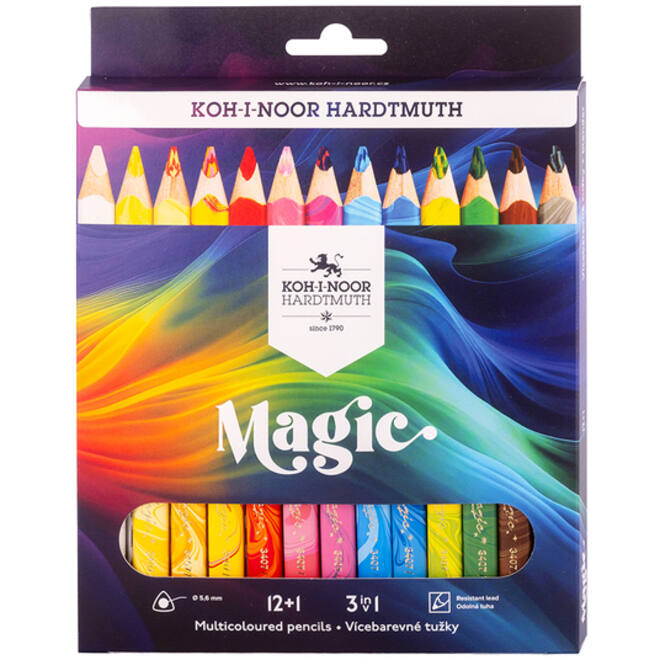 Kleurpotloden Koh-i-Noor Jumbo Magic doos 13 kleuren
