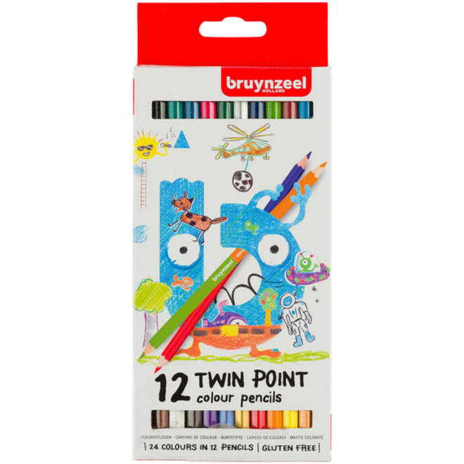 Kleurpotlood Bruynzeel Kids Twin Point blister à 12 stuks assorti