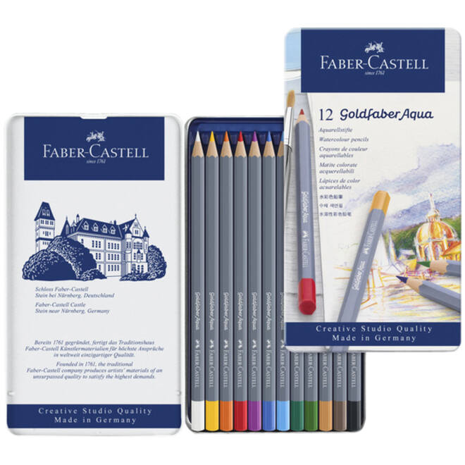 Kleurpotloden Faber-Castell Goldfaber aquarel assorti blik à 12 stuks