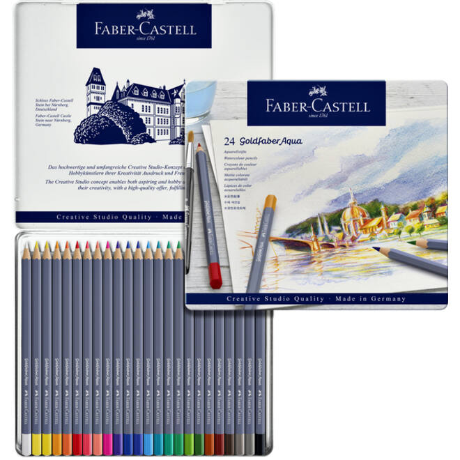 Kleurpotloden Faber-Castell Goldfaber aquarel assorti blik à 24 stuks