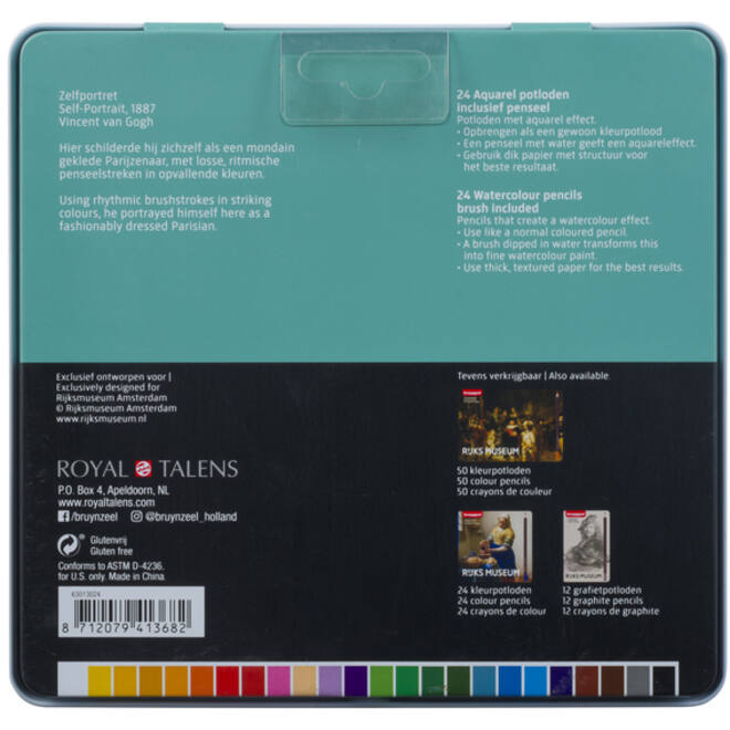 Kleurpotloden Bruynzeel Rijksmuseum Van Gogh aquarel ass blik à 24st