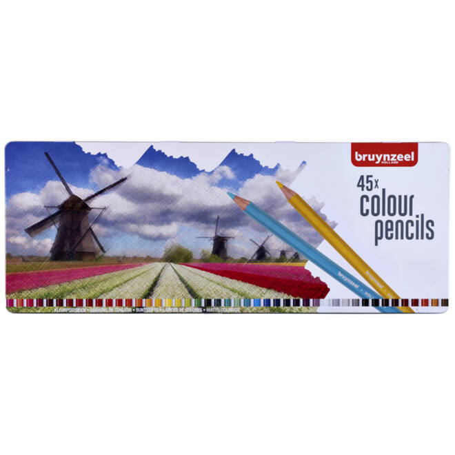 Kleurpotloden Bruynzeel Holland blik à 45 stuks assorti