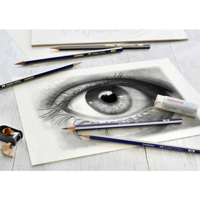 Potlood Faber-Castell 6 hardheden inclusief puntenslijper en gum