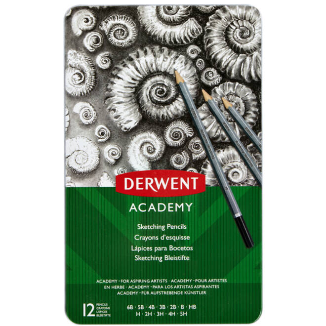Potlood Derwent Academy 6B5H assorti hardheden blik à 12 stuks