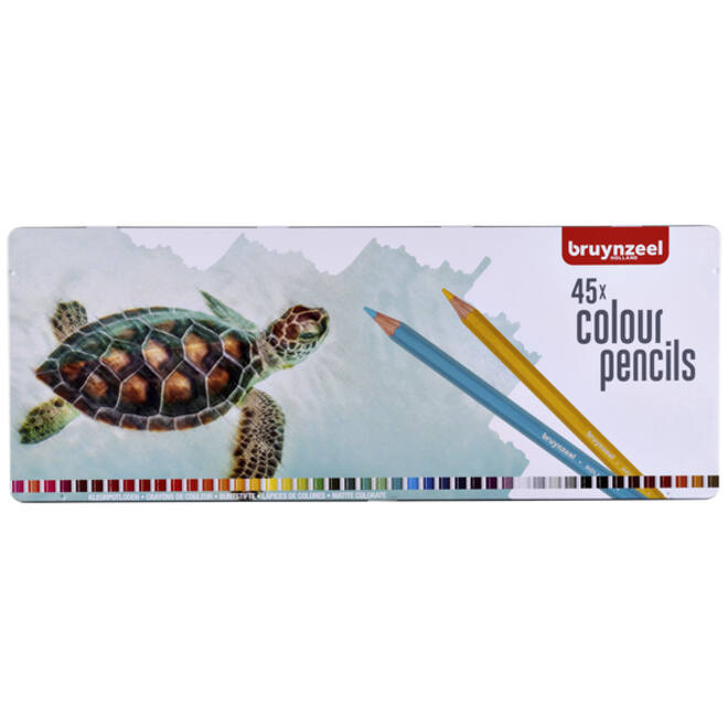 Kleurpotloden Bruynzeel schildpad blik à 45 stuks assorti