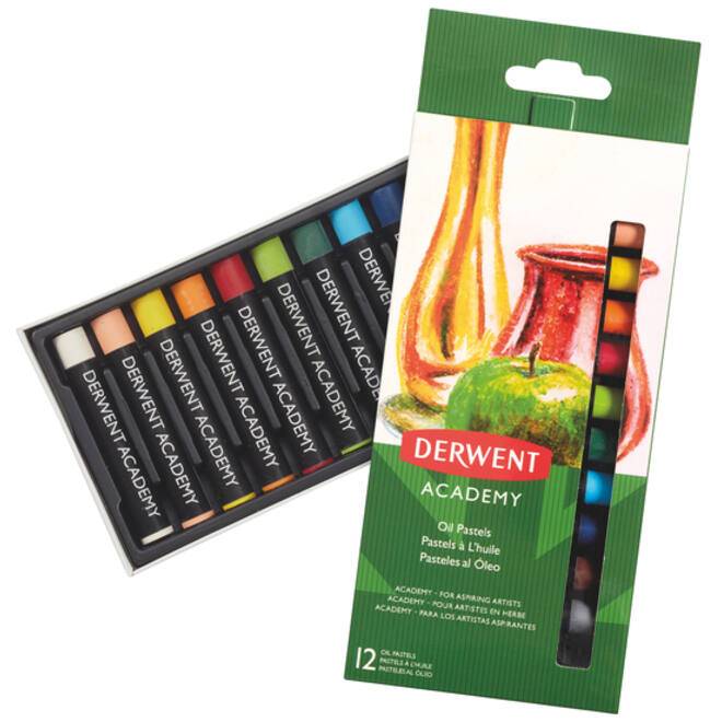 Oliepastel Derwent Academy blister à 12 stuks assorti
