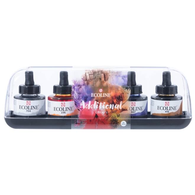 Inkt Talens Ecoline met pipet additional set à 5 ass