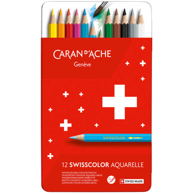 Kleurpotloden Caran d'Ache Swisscolor aquarel 12stuks ass.