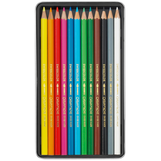 Kleurpotloden Caran d'Ache Swisscolor aquarel 12stuks ass.