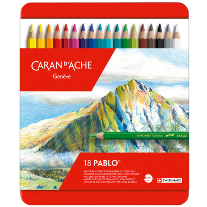 Kleurpotloden Caran d'Ache Pablo assorti blik à 18stuks