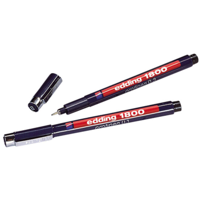 Fineliner edding 1800 0.25mm - 0.35mm - 0.5mm zwart set à 3 stuks