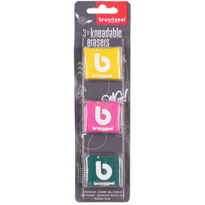 Kneedgum Bruynzeel Teens blister à 3 stuks assorti
