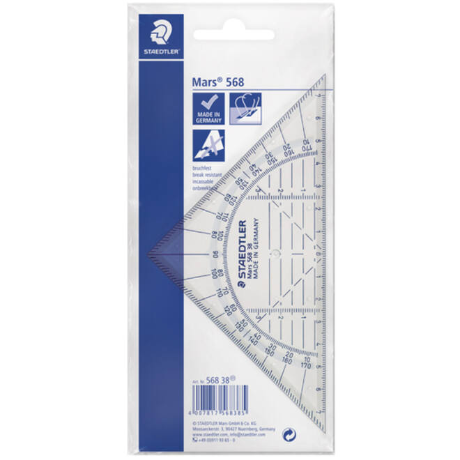Geodriehoek Staedtler 568 160mm transparant