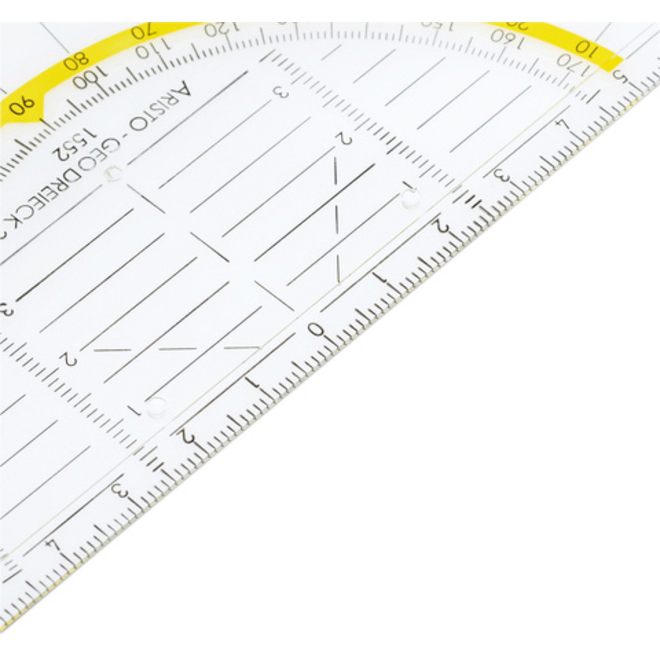 Geodriehoek Aristo 1552 160mm transparant met gele rand