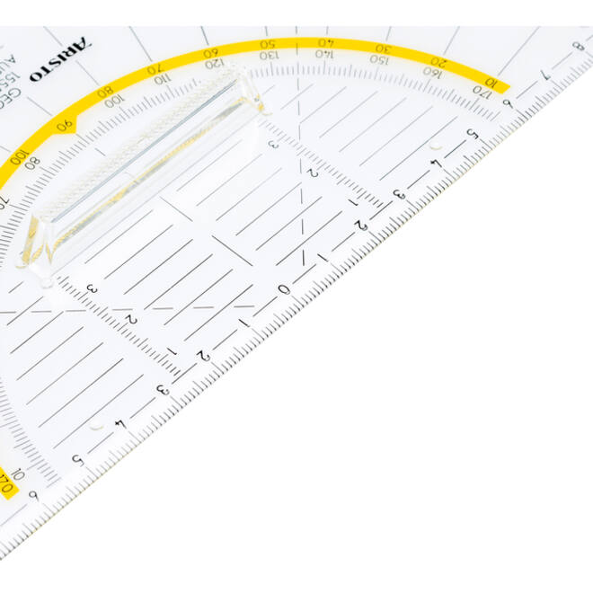Geodriehoek Aristo 1555/2 225mm met greep transparant