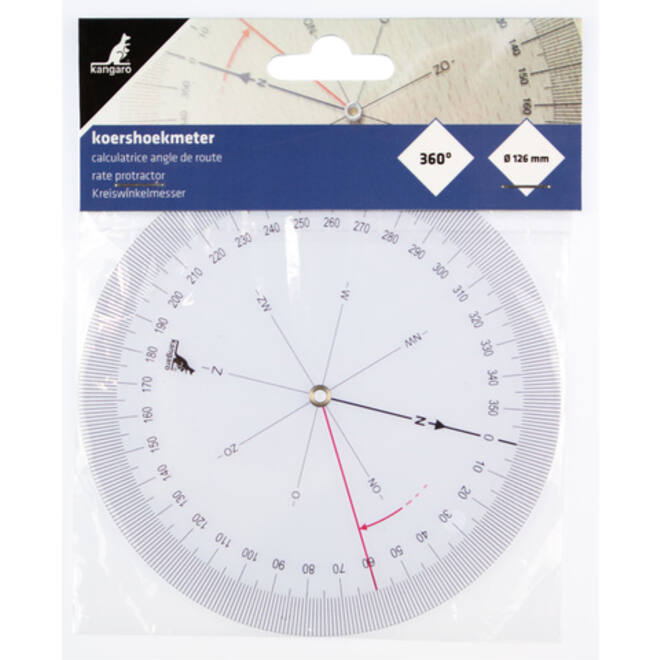 Koershoekmeter Kangaro kunststof 126mm transparant