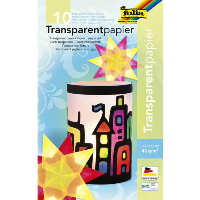 Transparant papier Folia 18.5x29.7cm 42gr 10 vel 10 kleuren