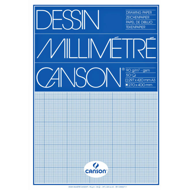 Millimeterblok Canson A3 blauw