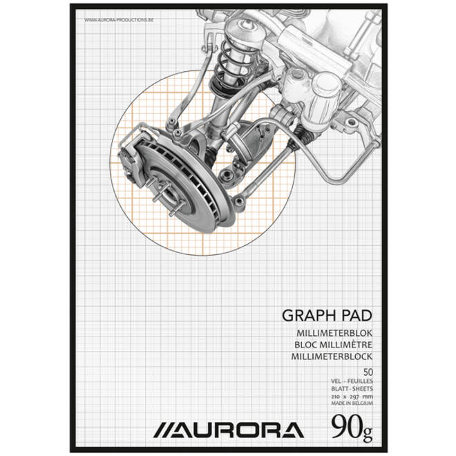 Millimeterblok Aurora A4 50 vel 90 gram bruin
