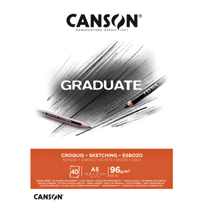 Schetsboek Canson Graduate Croquis A5 96gr 40vel
