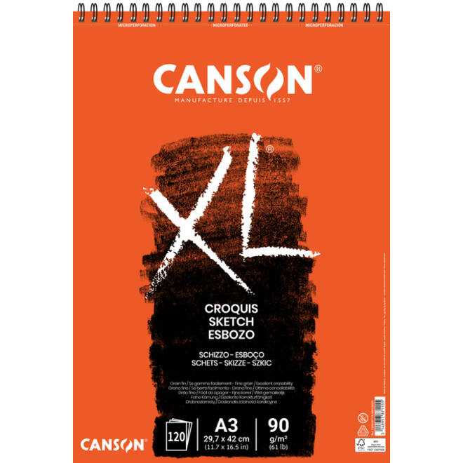 Schetsblok Canson XL Croquuis A3 90g 120vel spiraal